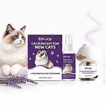 Cat Calming Care Starter Kit, Plug-in Heater with 45ml Refill & 60ml Calming Spray, Gentle Indoor Pet Care, Odorless Safe Low Heat Design