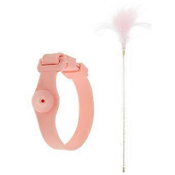 Interactive Cat Feather Wand Teaser Toy Stick Rod with Collar 2Pcs