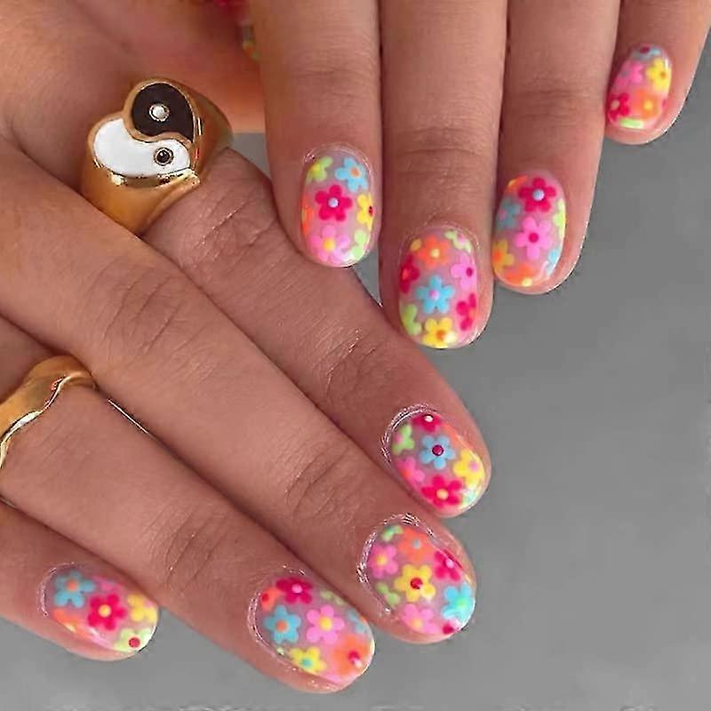 Floral Acrylic Press On Nails Set