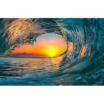 Surfing Jigsaw Puzzle  Sunset Ocean Waves Surf Travel Beach Beachy Tropical Paradise Cool Wall Art Jigsaw Puzzle HAA570