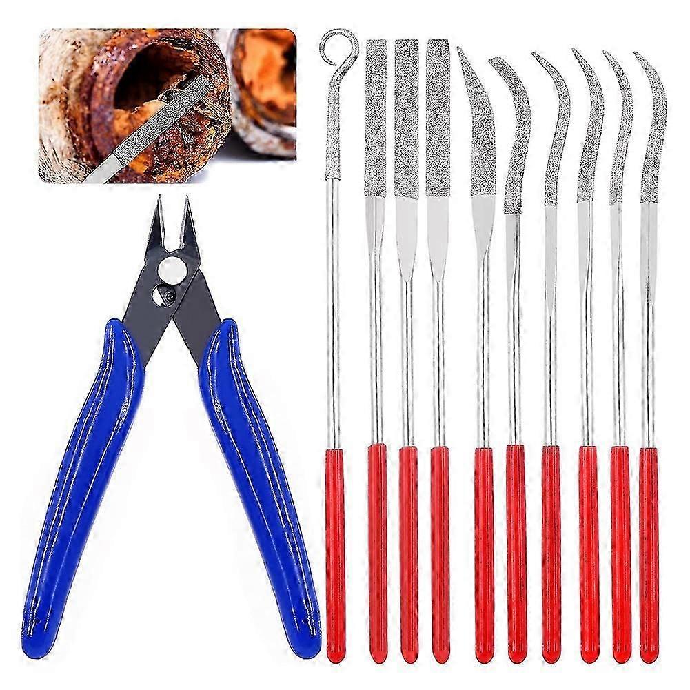11-Piece Mini Diamond File Combination Set, Multi-Function Needle File Set Compatible with Woodworking, Sanding