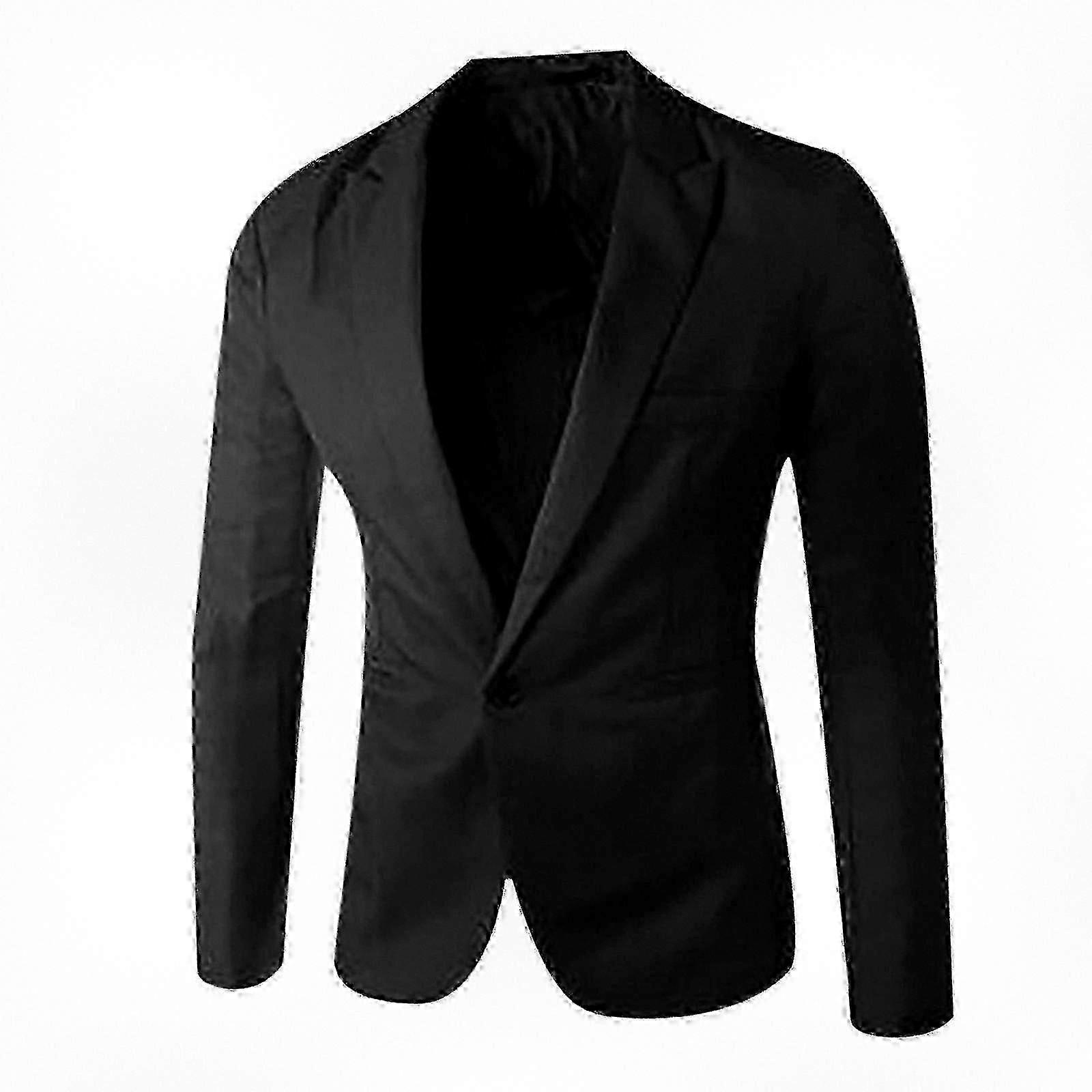 Men's Solid Color Single-Button Business Blazer Coat