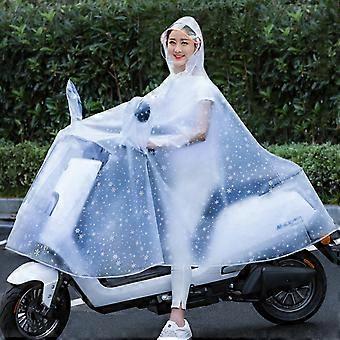 Motorrad Regenmantel Radfahren Regenponcho Wasserdichte Roller Regencapes für Männer FrauenWeiße Schneeflocke mit Retroreflektor 3XL Verdicken