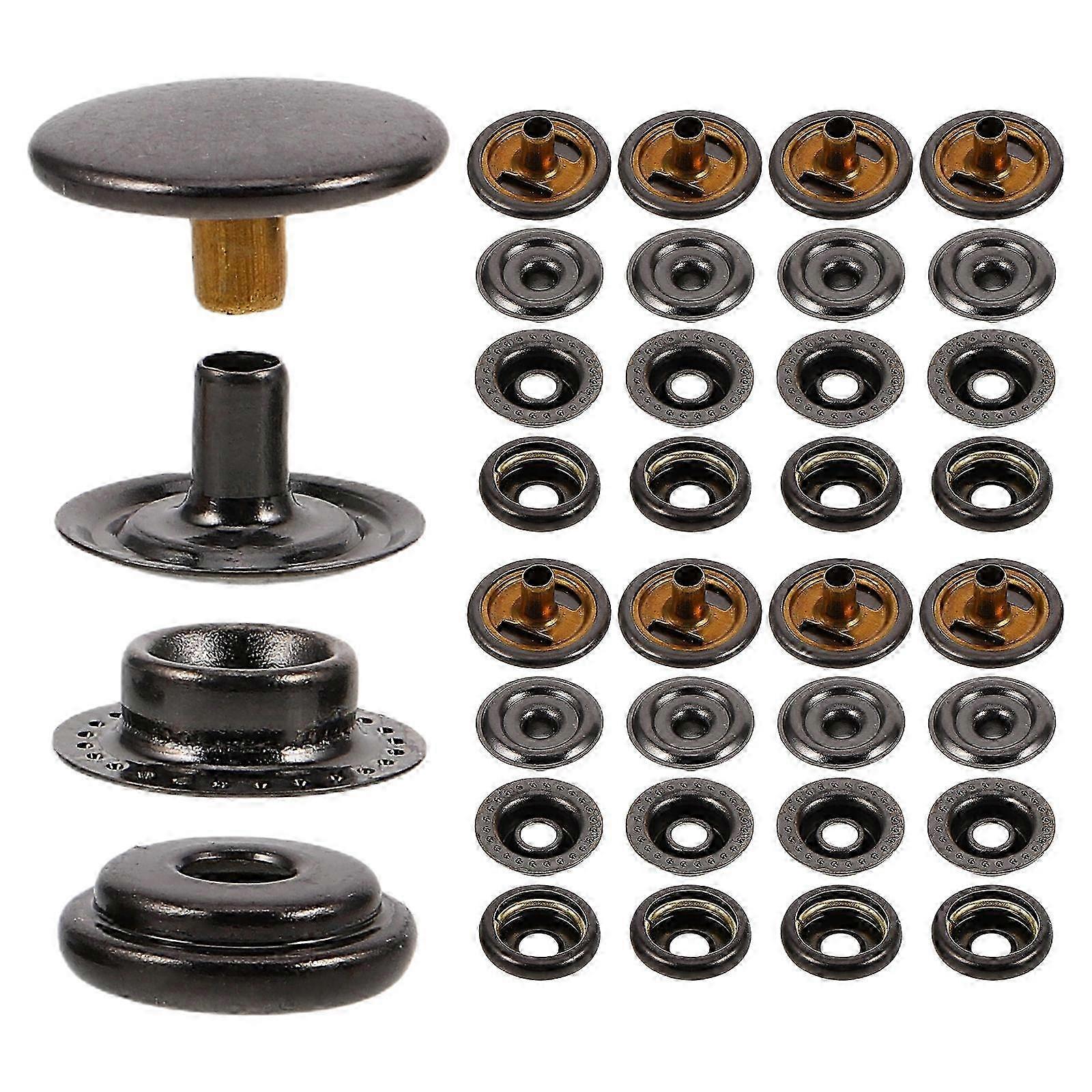 Black Metal Snap Button compatible with DIY Clothing with 60Sets Press Studs