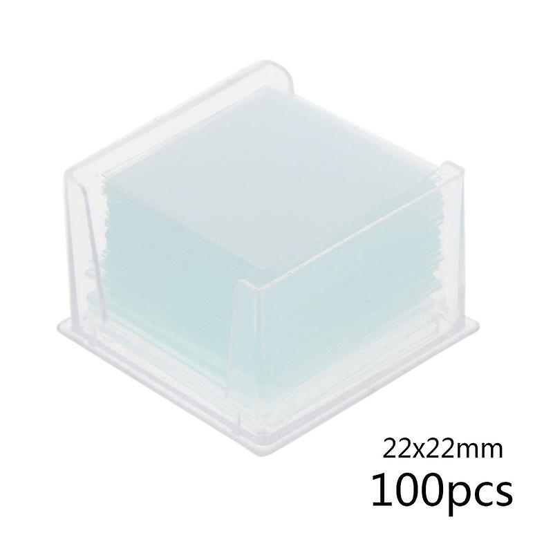 100 Pcs Transparent Carré Verre Diapositives Housseslips CouverclesLides Pour Microscope Instrument Optique