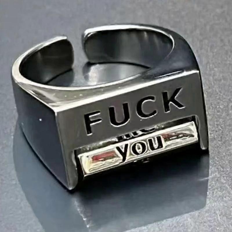 Oppose/Love Everything Ring Rotatable Change Mood Show Mental State Creative Ring Opening Adjustable Ring