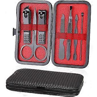 Manicure and Pedicure Kit. 7-piece professional nail clipper set. Stainless steel cuticle nippers. Pedicure and manicure kit with travel case.