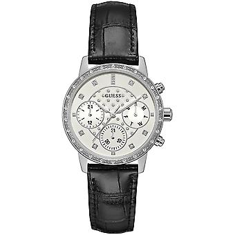 Raten Sie sonnig Quarz Analog Frau Uhr mit Rindsleder Armband W0957L2