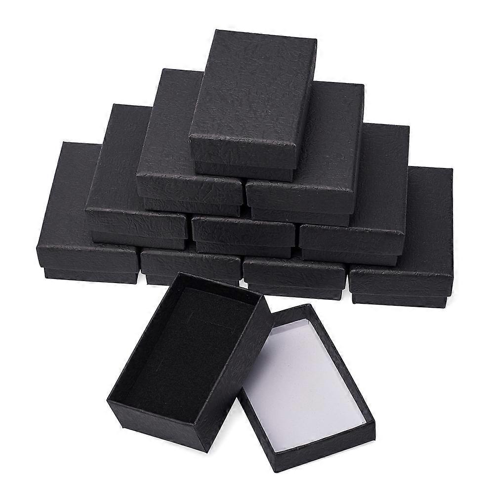 24pcs Cardboard Gift boxes with Black Sponge inside Rectangle Black 9x7x2.7cm