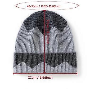 Women's Wave Stripe Knit Beanie, Vertical Ribbed Warm Winter Hat with Widened Cuff, Lightweight Adjustable for Cycling and Daily Wear