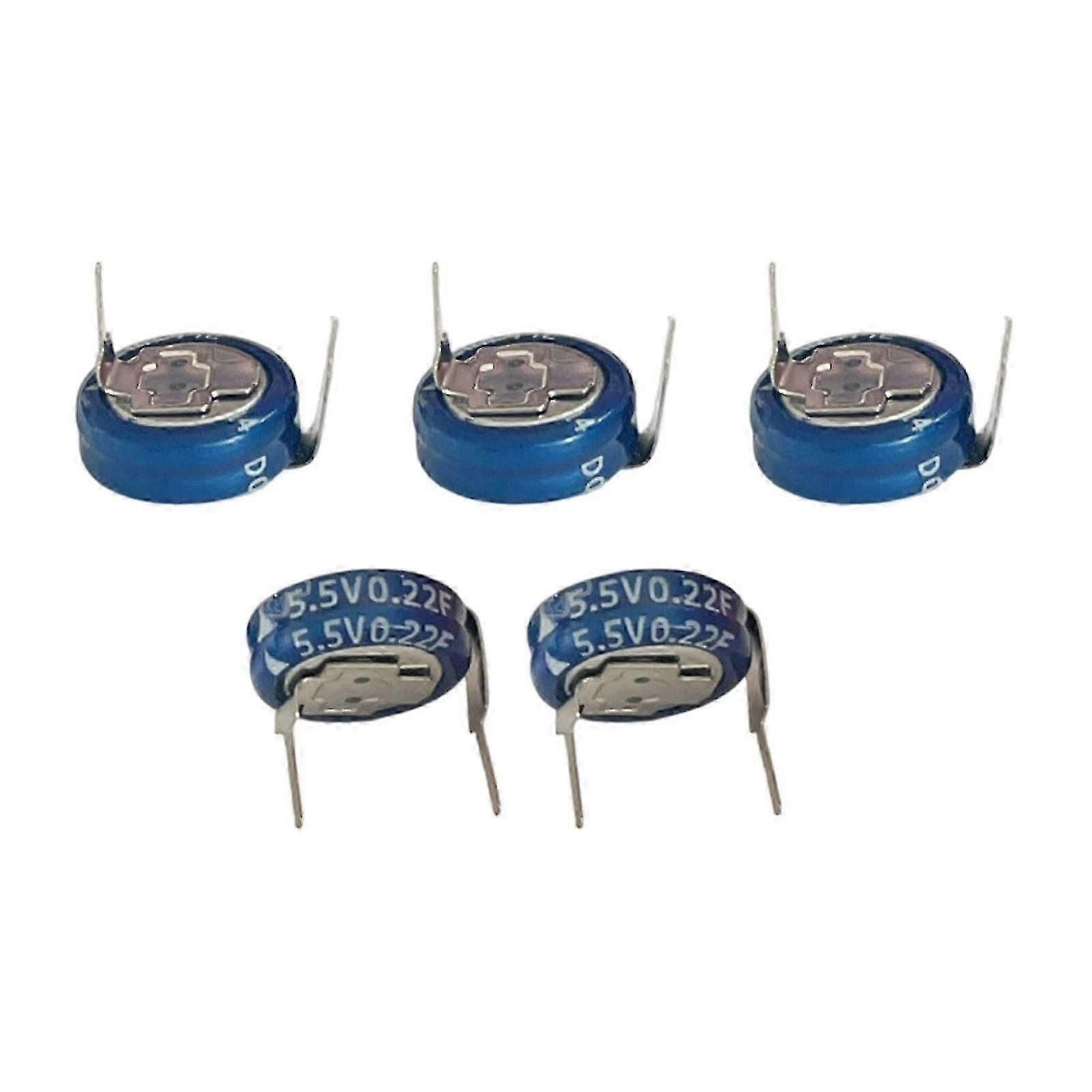 5.5V 0.22F H-Type Super Capacitor, Fast Charging High Current Button Capacitance, 5 Pcs