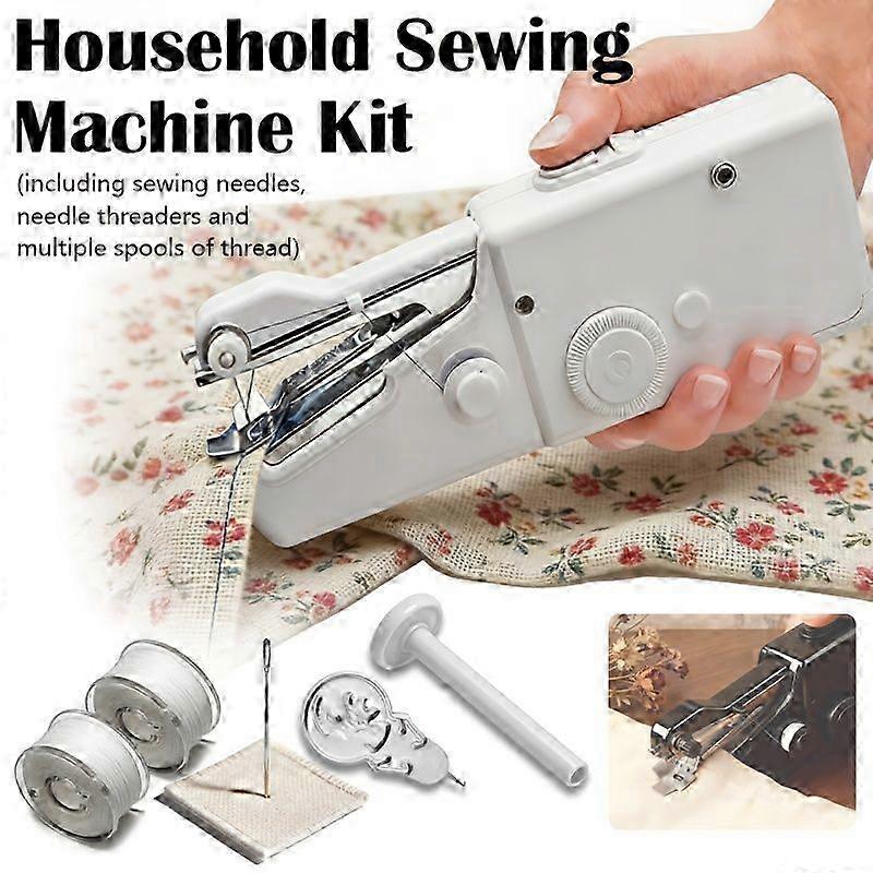 Handheld Sewing Machine Kit, Battery Powered Portable Sewing Tool with Needle Threader
