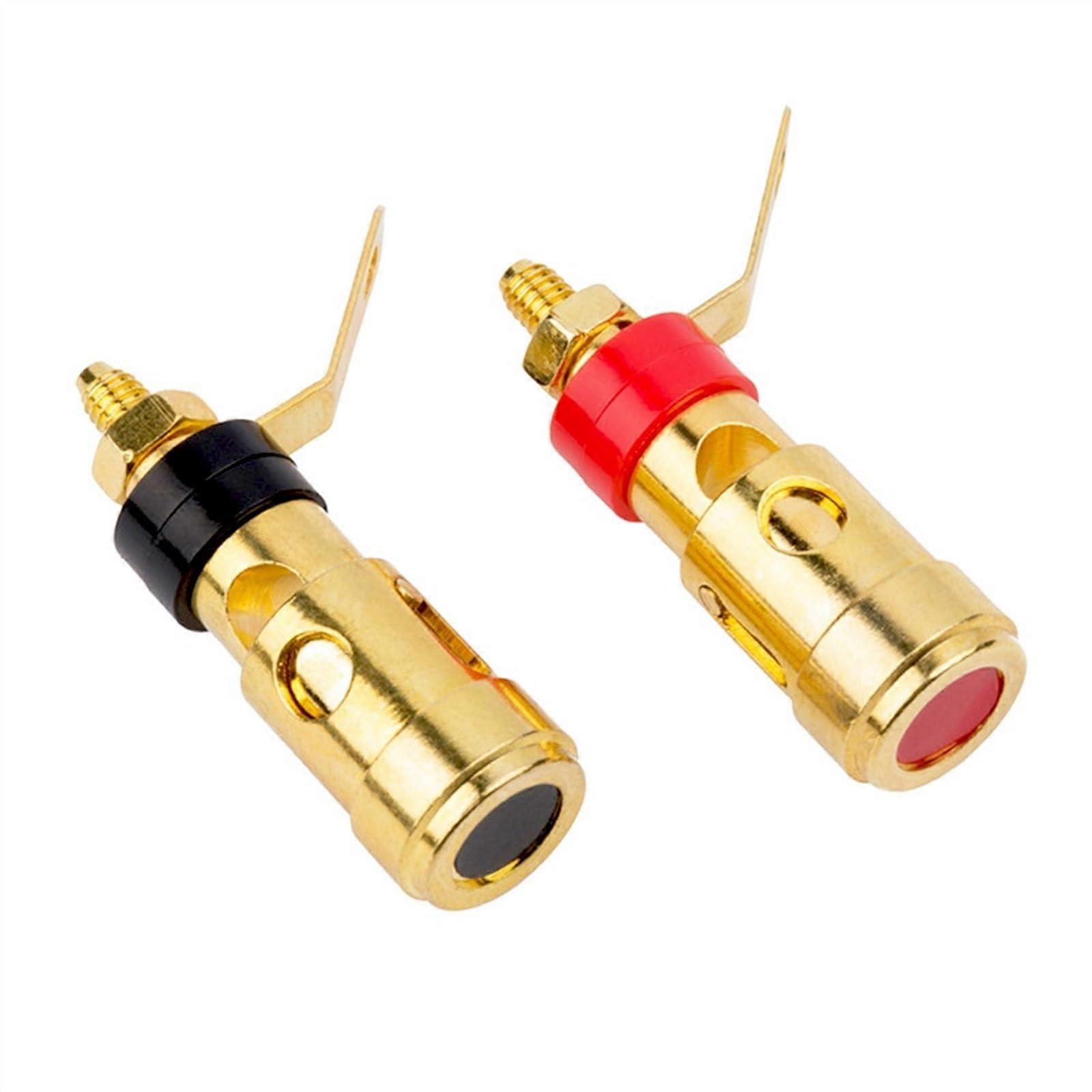 Gold Plated Banana Plug Connector Set 33.8mm Push Type Self Locking Spring Speaker Binding Post for Amplifier