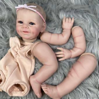 21 Inch Painted Reborn Doll Kit Shaya With Blue Eyes and Eyelashes 3D Skin Visible Veins Doll Mold Parts With Cloth Body