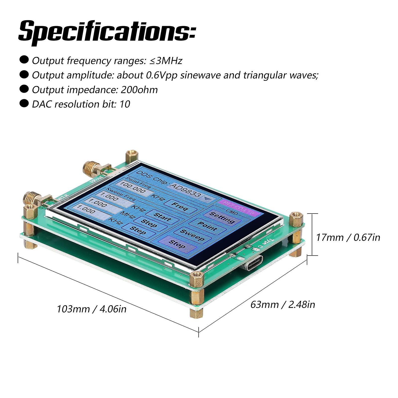 Touching Screen Dds Module Signal-generator 10bit Sinewave Squarewave Triangularwave Signal Generator Module