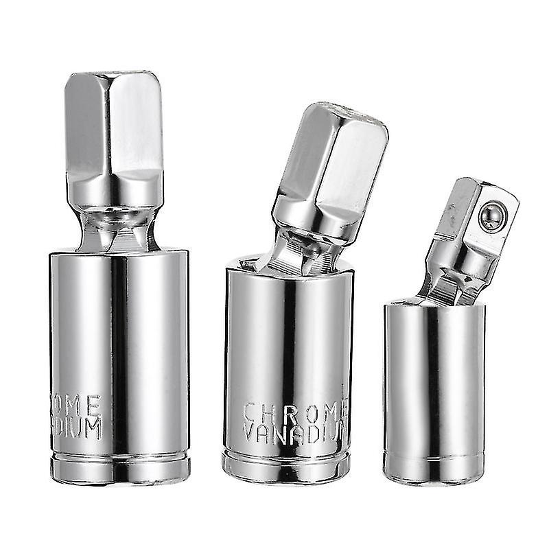 7X2.2cm Silver Tool Sockets 3 Pcs Universal Socket Wrench Power Drill Ratchet Bushing Spanner Grip H