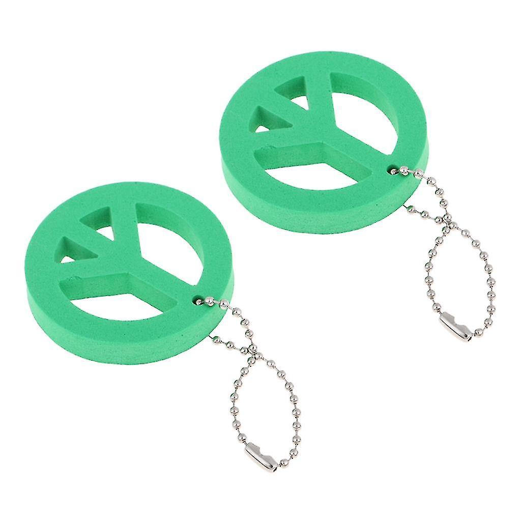 2 Pieces Round Buoy Eva Floating Keychain Keyring Yachting Key Float Green