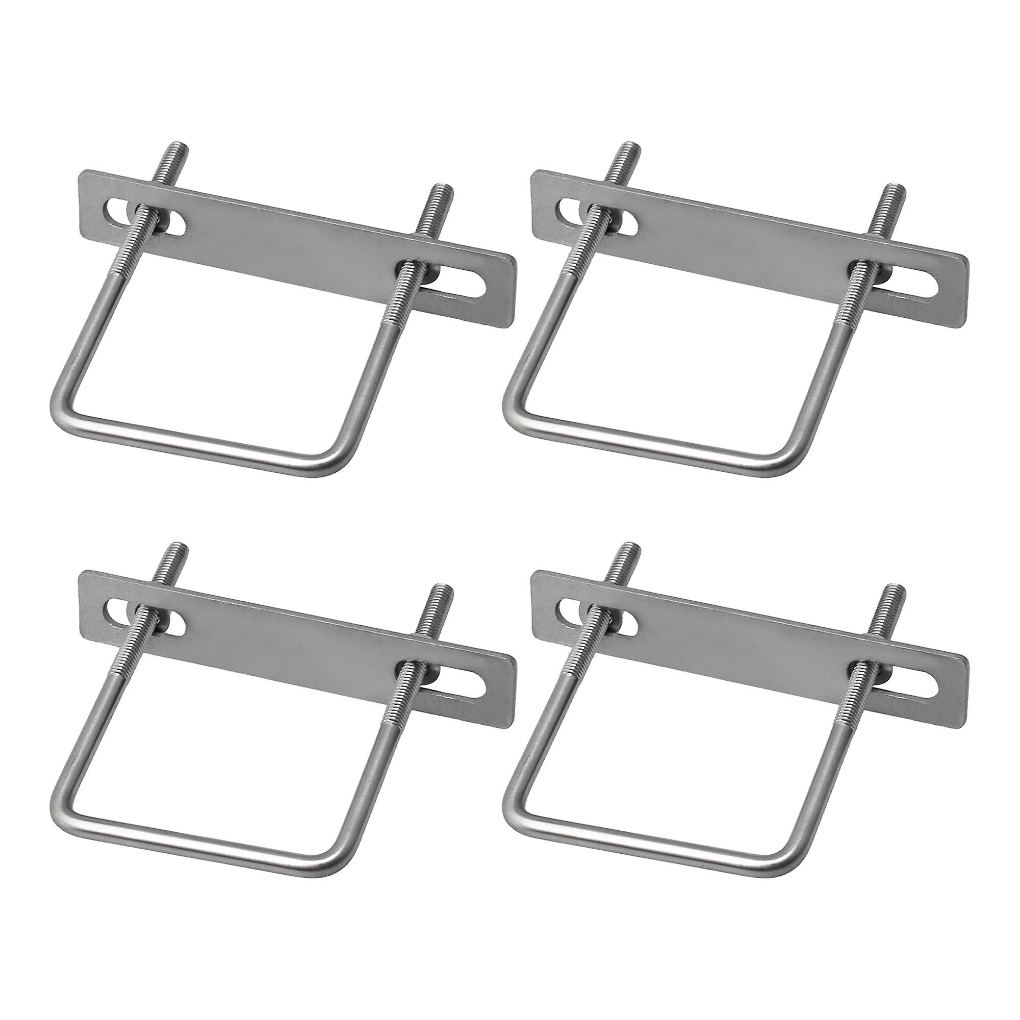 4 Pack Stainless Steel M8 Trailer U Bolt & Mount Plate & Nuts & Gaskets