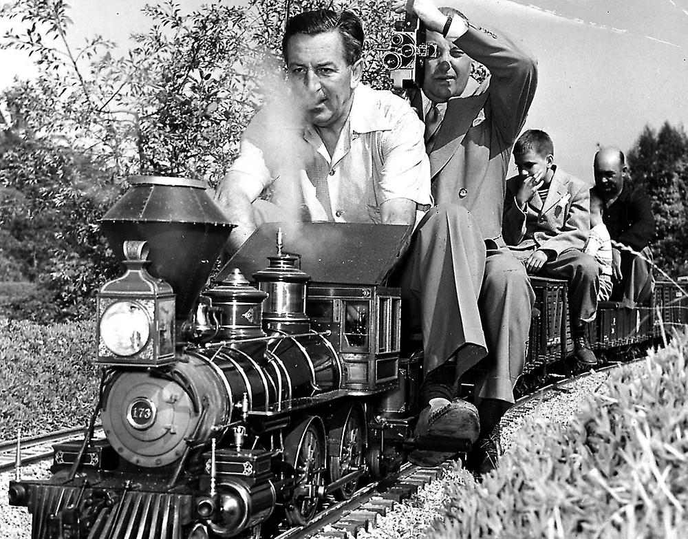 Walt Disney on a small train Poster