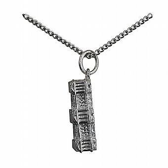 Silver 6x19mm hollow Buckingham Palace Pendant with a curb...