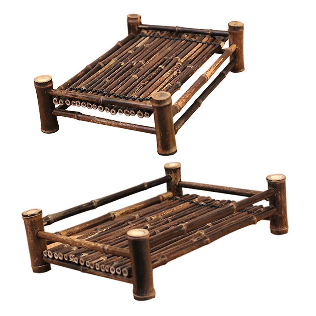 2x Chinese Bamboo Gongfu Table Serving Tray for Tea Sets S + XL