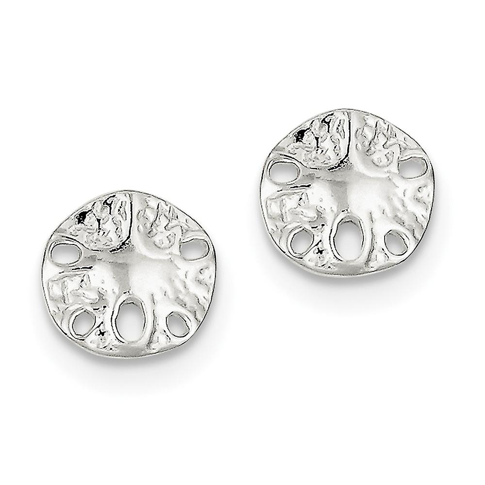 925 Sterling Silver Solid Polished Post Sand Dollar Mini Earrings 10x10mm Wide Stud Earring