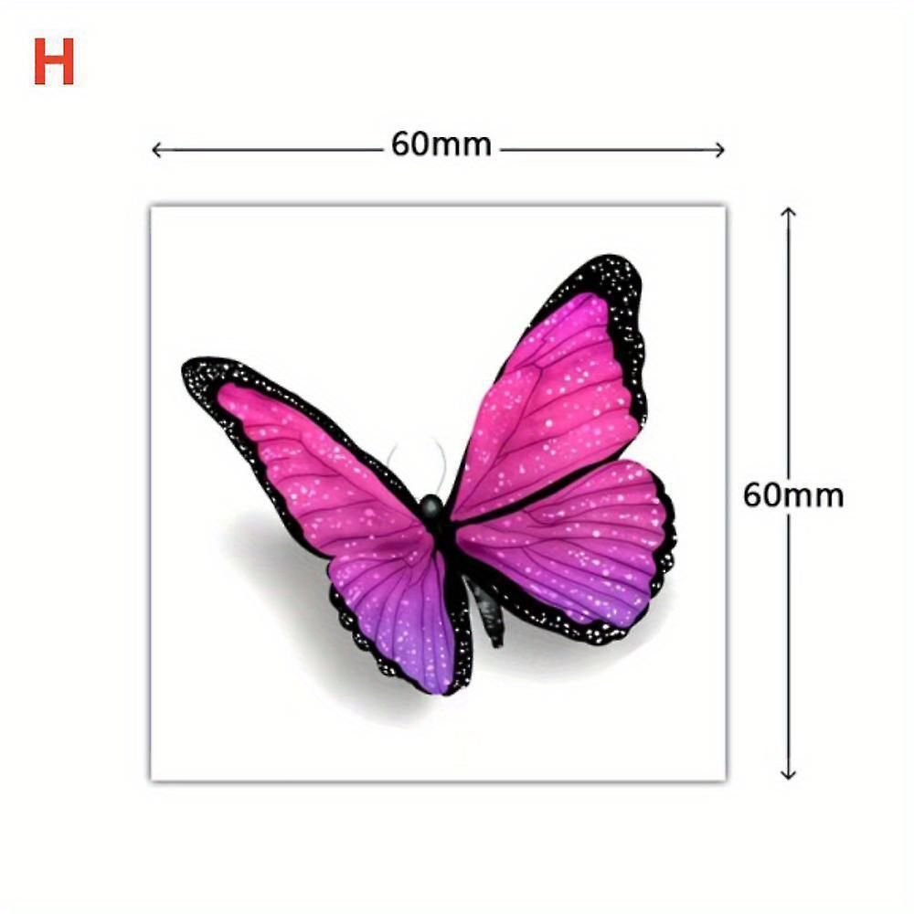 3d Tattoo Sticker Y2k Style Colorful Butterfly Realistic Pattern Waterproof Temporary Tattoos For Men And Women
