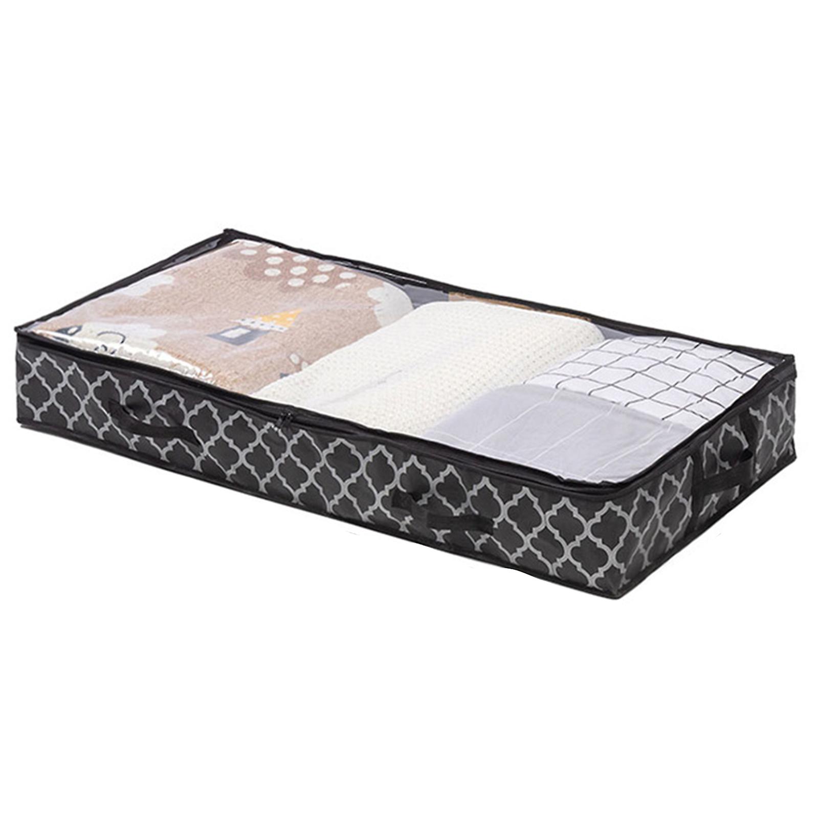 Underbed  Collapsible Storage Bin Double Zipper Closure Storage Box For Clothes Linen Blanket Sweater