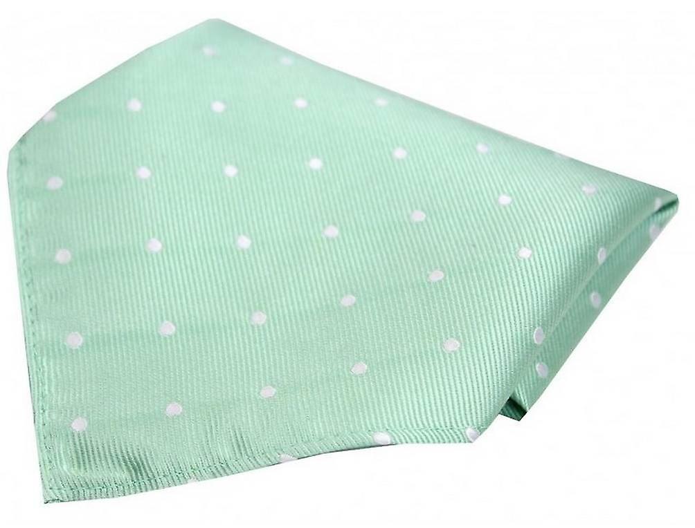 David Van Hagen Polka Dot Silk Pocket Square - Mint/White