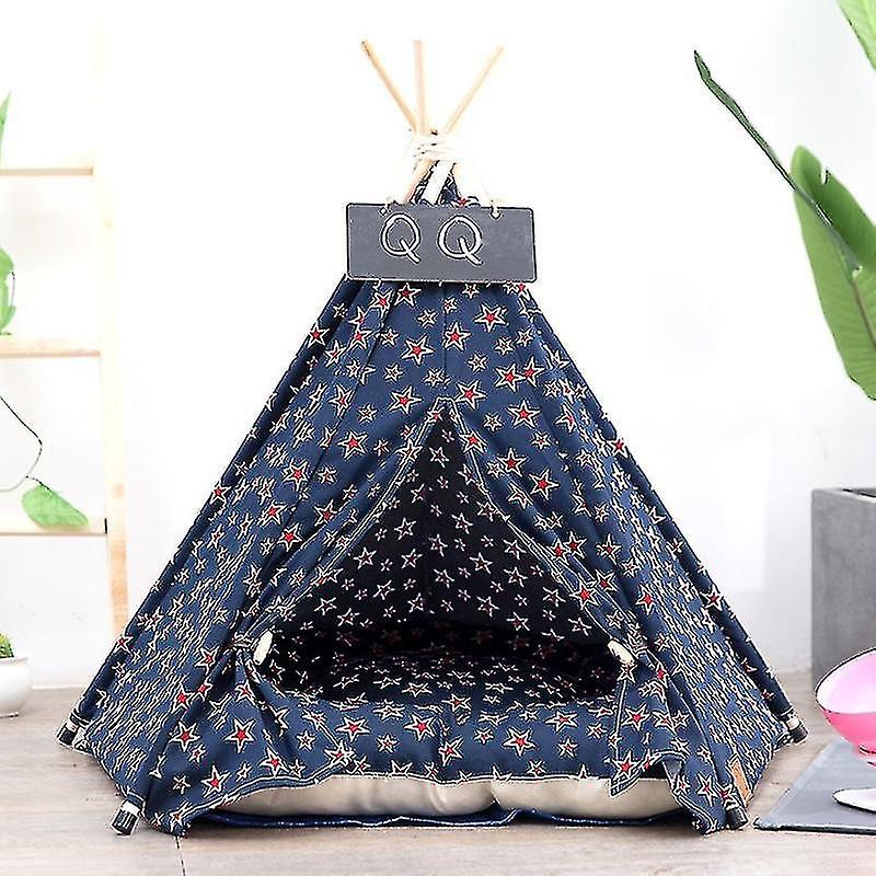 Bird Cage Bird Baths Cotton Canvas Pet Tent Cat And Dog Bed With Cushion Specification: Small 40×40×50cm Navy Red