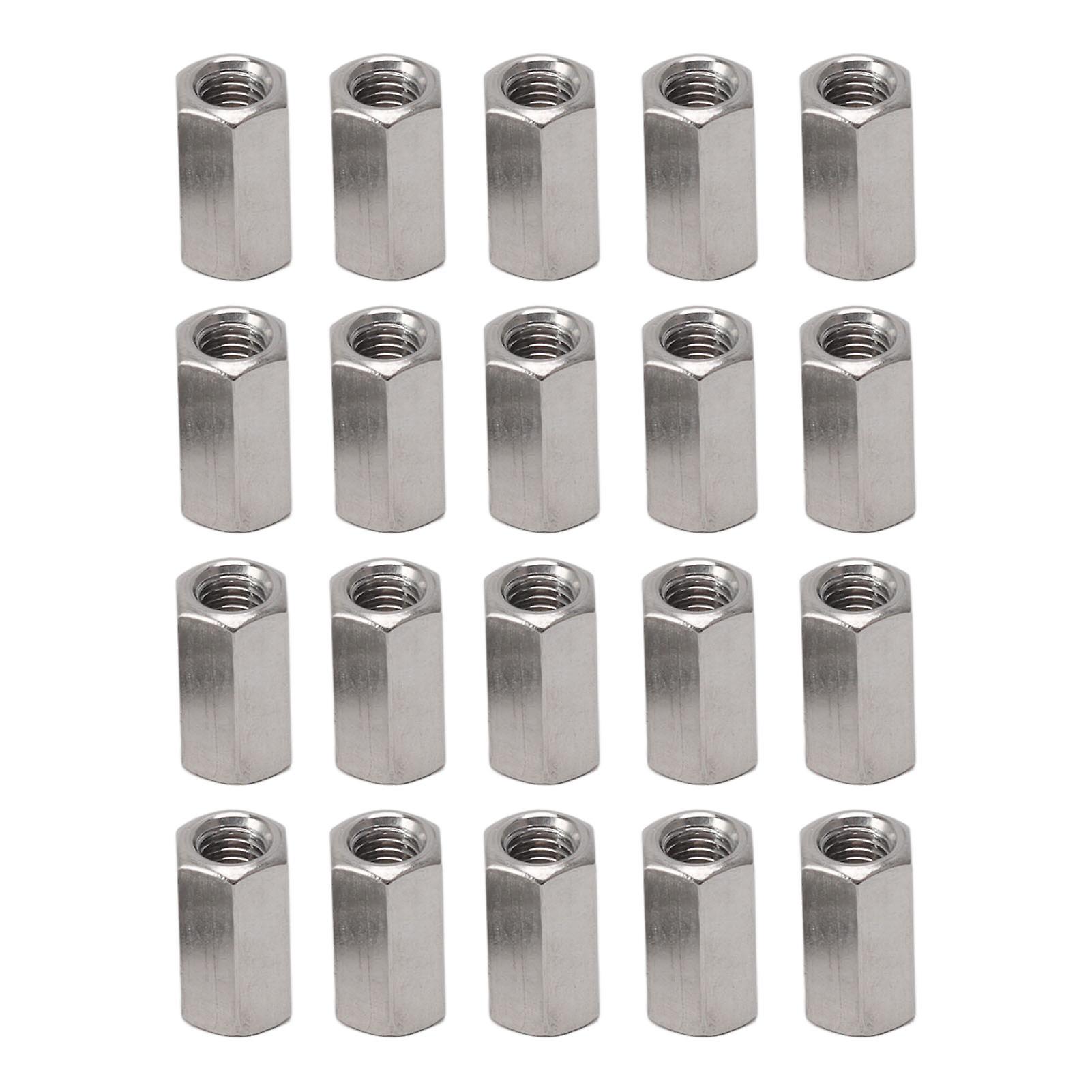 DEWIN Hex Coupling Nut, 20Pcs Silver M5 Hex Coupling Nut Kit Stainless Steel Coupling Nut for Indoor Decorating