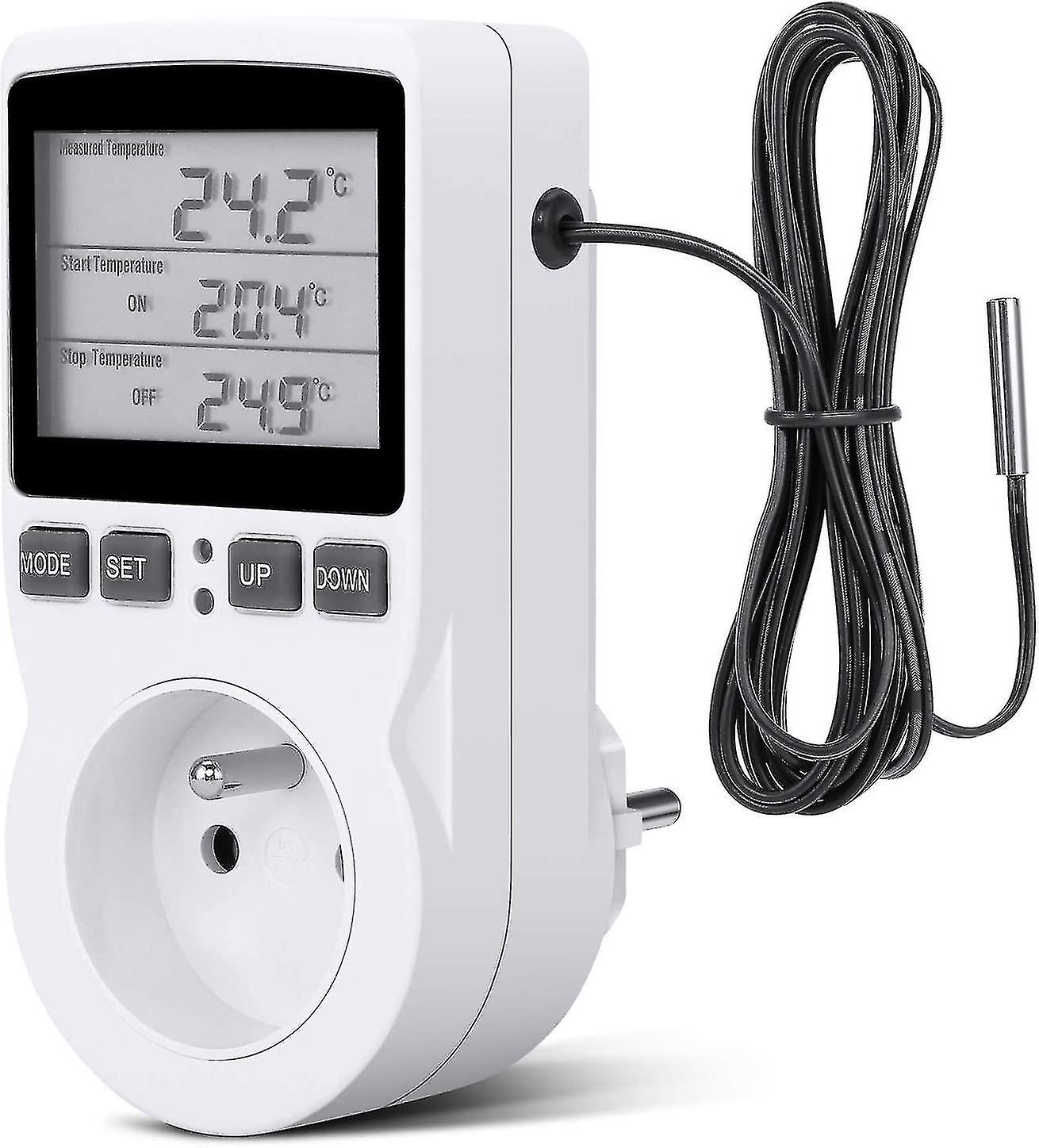 Digital Temperature Controller, Heating Cooling Thermostat Socket Lcd Temperature Controller, 250v (fr Socket) Hy