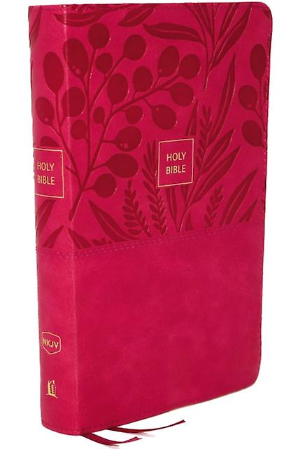 Nkjv Endofverse Reference Bible Personal Size Large Print Leathersoft Pink Red L by Thomas Nelson Leather  fine binding Book