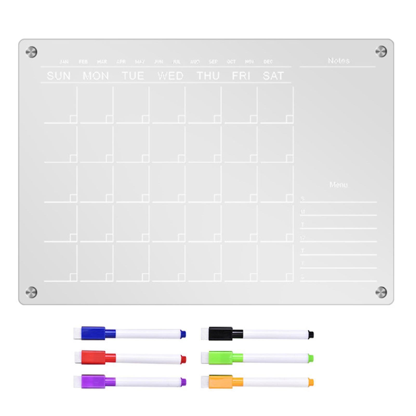 Sinknap Magnetic Monthly Calendar With Marker Pens Scratch-proof Reusable Fridge Planner Dry-erase Calendar Clear Board-yu