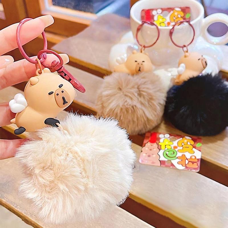 Capybara Plush Doll Keychain Squeak Toy Cute Keychain Pendant Soft Stuffed Doll