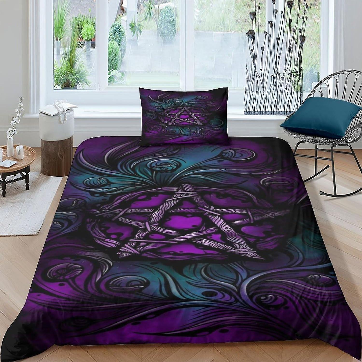 ARIJORJA mysterious Duvet Cover with Pillowcases symbol Pattern symbol Bedding Set with Zipper Closure Soft Microfiber Quilt Cover