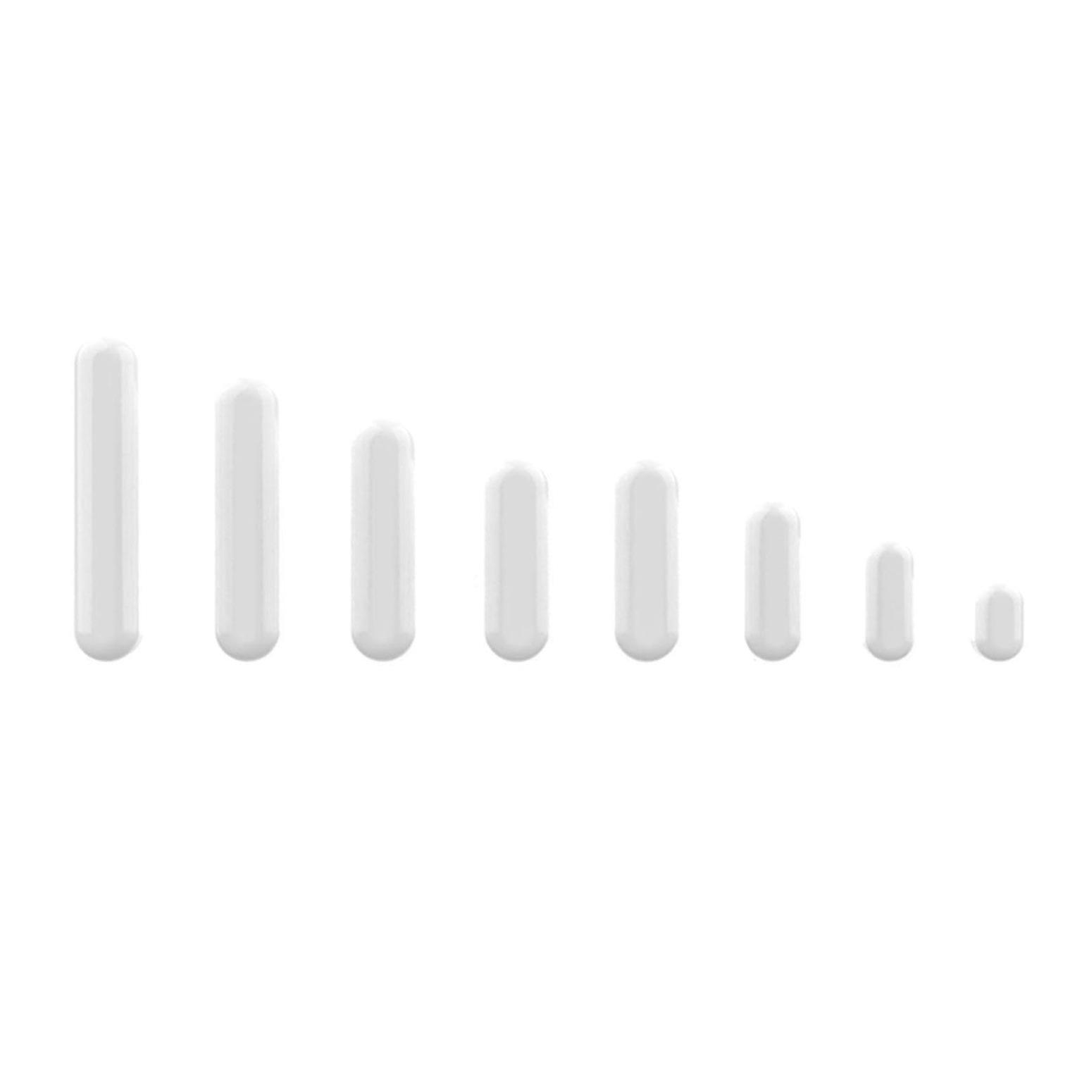 8-Piece White PTFE Magnetic Stirrer Rod Set