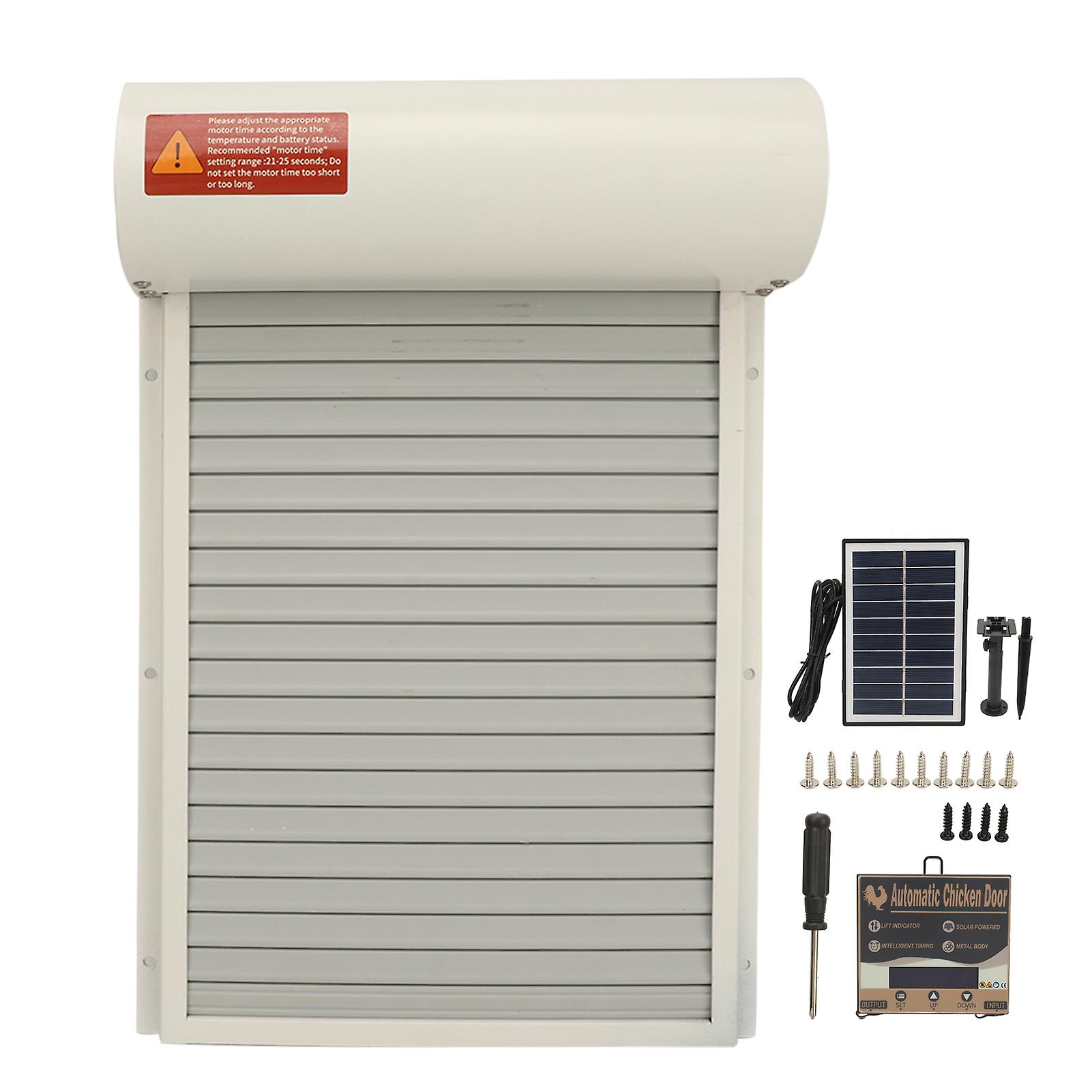 Automatic Chicken Coop Door Solar Powered Automatic Chicken Coop Door Opener with Timer for Duck Goose Farm Safety Equipment White