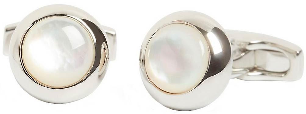 Simon Carter Gatsby Elegant Mother of Pearl Cufflinks - Silver/White