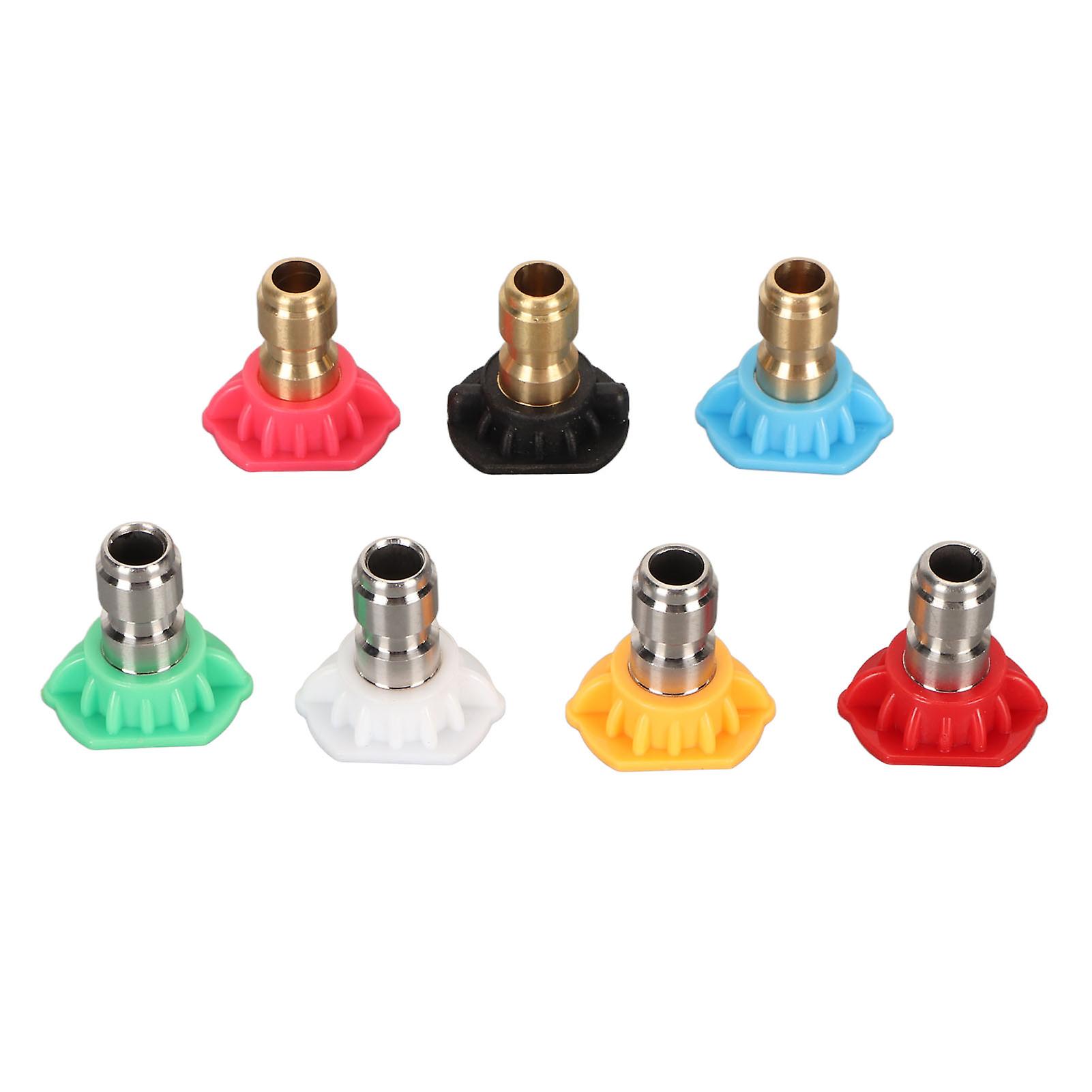 1/4 Inch High Pressure Water Gun Nozzle Fan Shaped Spray, Multifunctional Pressure Washer Nozzle with 7 Colors for Cleaning and Gardening