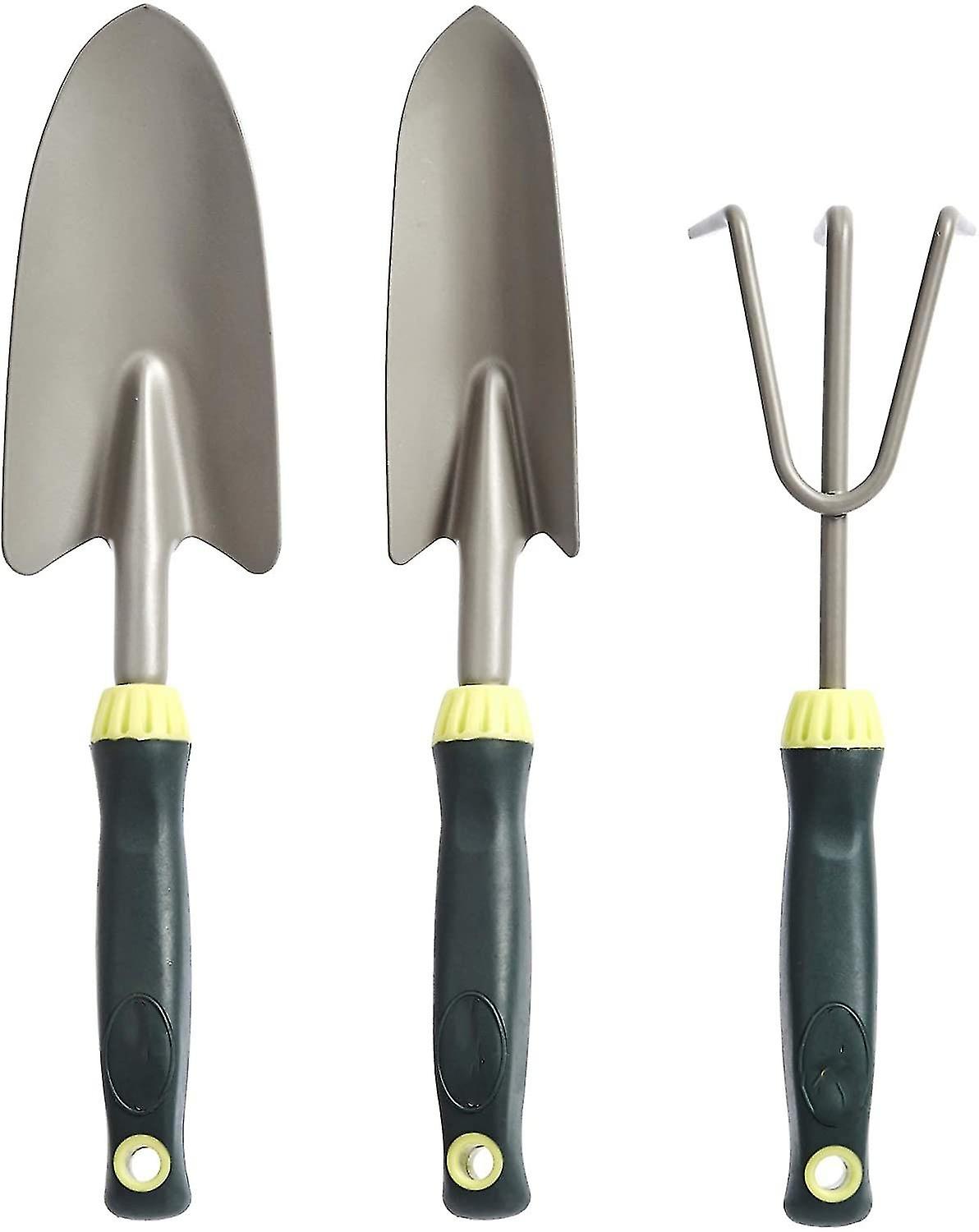3 Piece Garden Tool Set with Spatula, Hand Pusher and Hand Digging