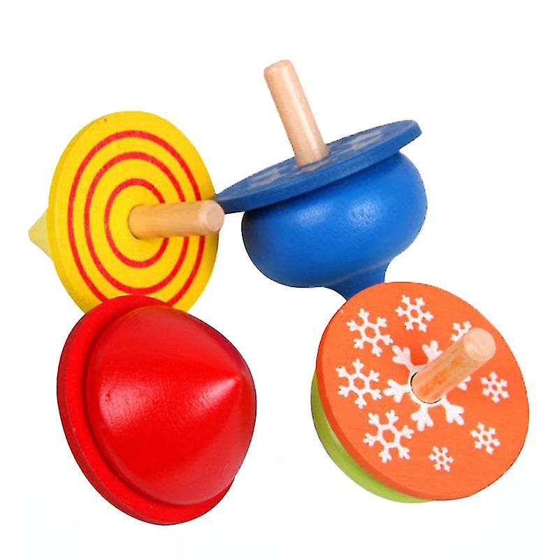 4pcs Wooden Tops Spinning
