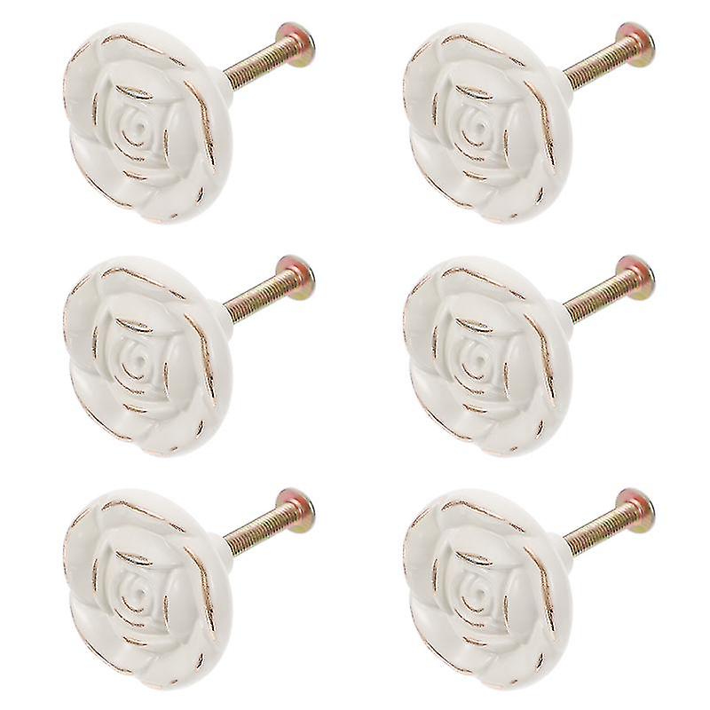 6pcs Rose Flower Cabinet Handle