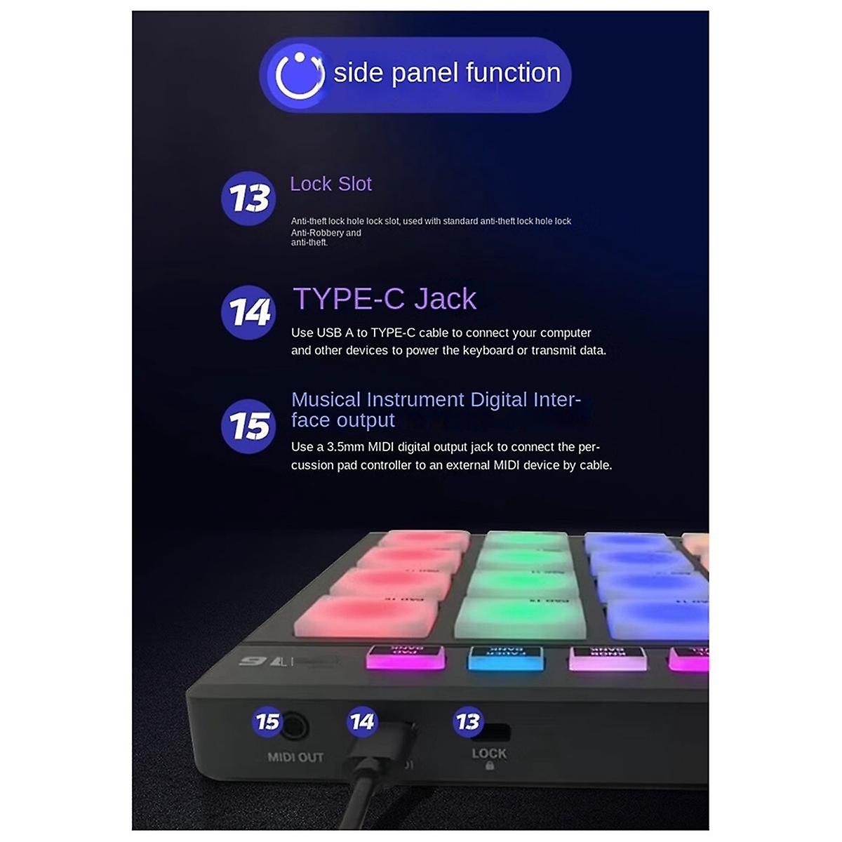 B16 MIDI Keyboard Percussion Pad - for musikk Productio DJ Controller Arrangør