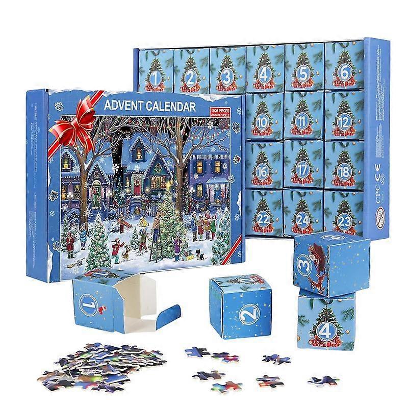 Christmas Advent Calendar Puzzle 1008 Pieces Holiday 24 Days Home Decoration