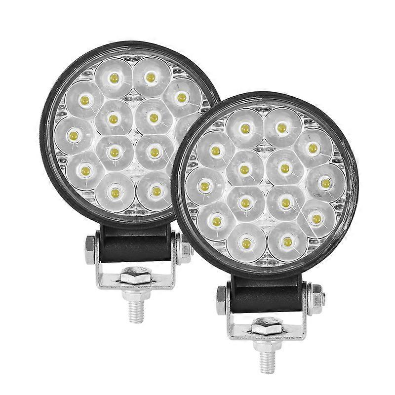 1 Or 2PCS 14 LED Work Light Flood 3" 42W 10-30V DC Round Shape LED Light Bar Driving Fog Lamp For Car Truck Offroad SUV ATV