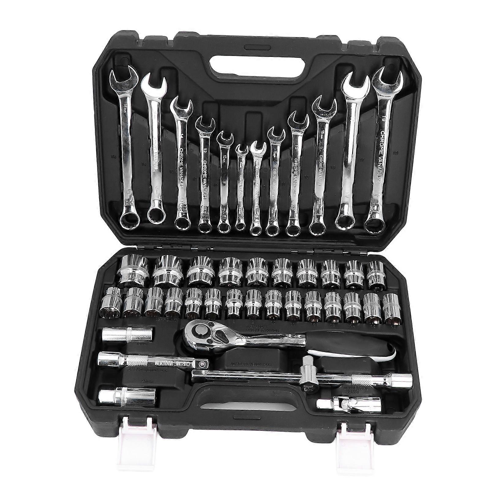 44pcs Ratchet Socket Spanner Set Multifunction Chrome Vanadium Steel Universal for Auto Repairing E2U211