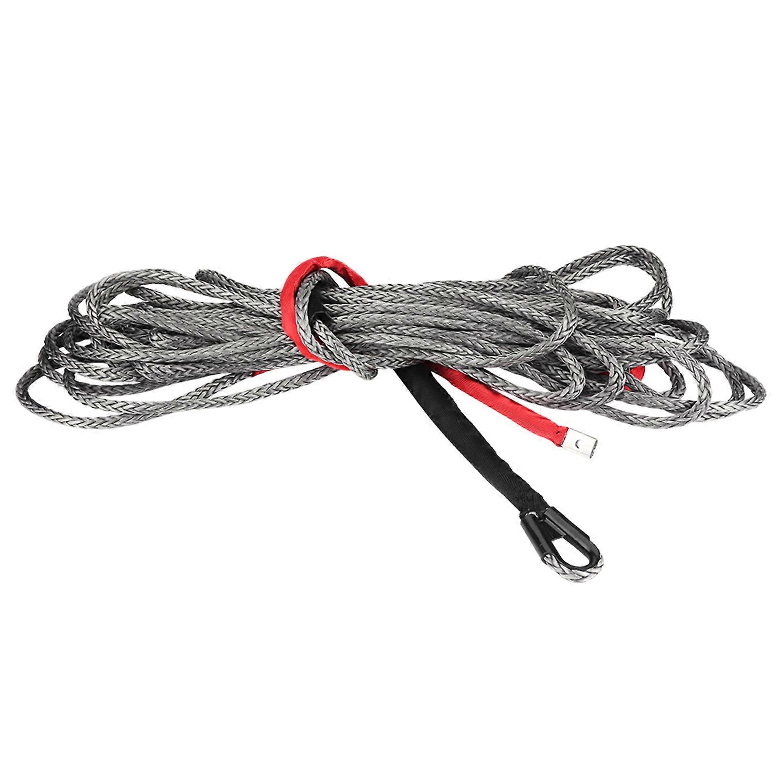27m * 10mm Synthetic Winch Rope Line Cable with Protective Sleeve 20500 lbs for ATV Tuck Black E2U406
