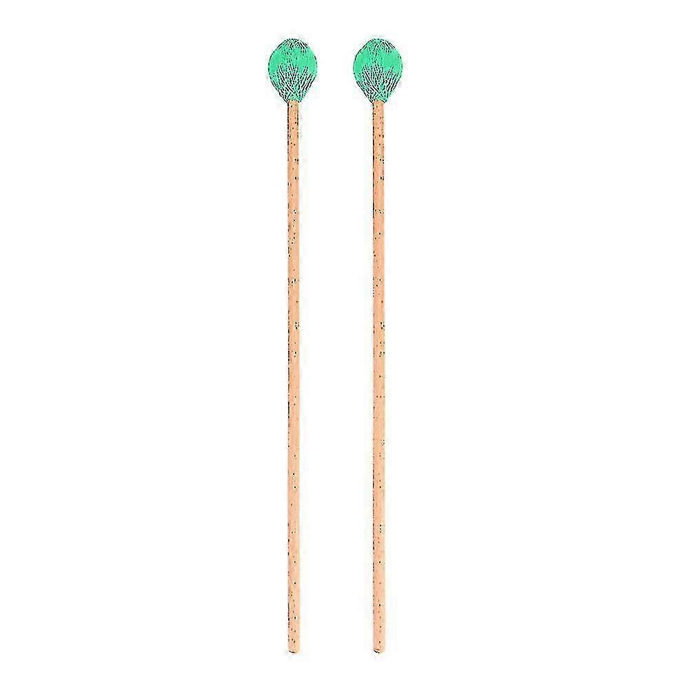 1 Pair Wool Head Keyboard Marimba Mallets with Beech Handles for Intermediate Player(Green)_Feb