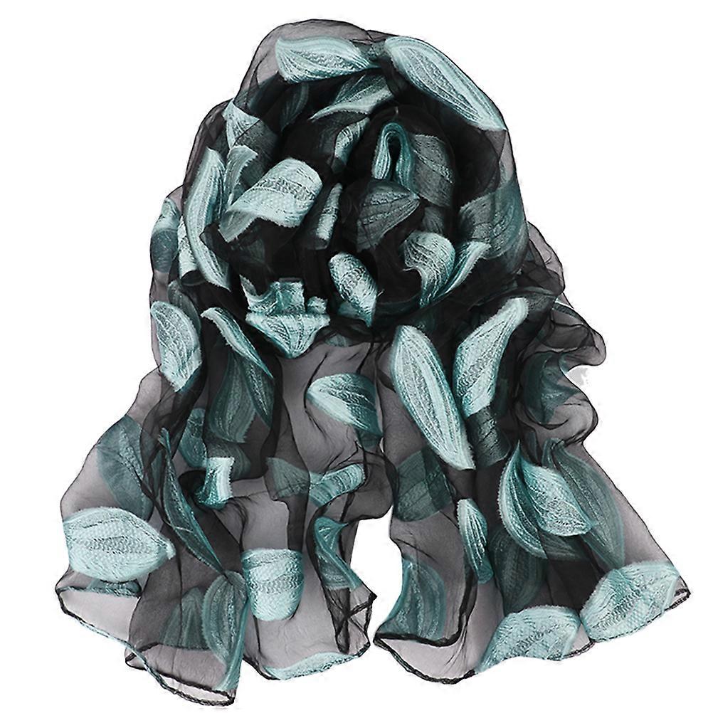 Solid Color Beach Towel Sun Block Cape Leaves Pattern Cloak Summer Scarf Sky-Blue